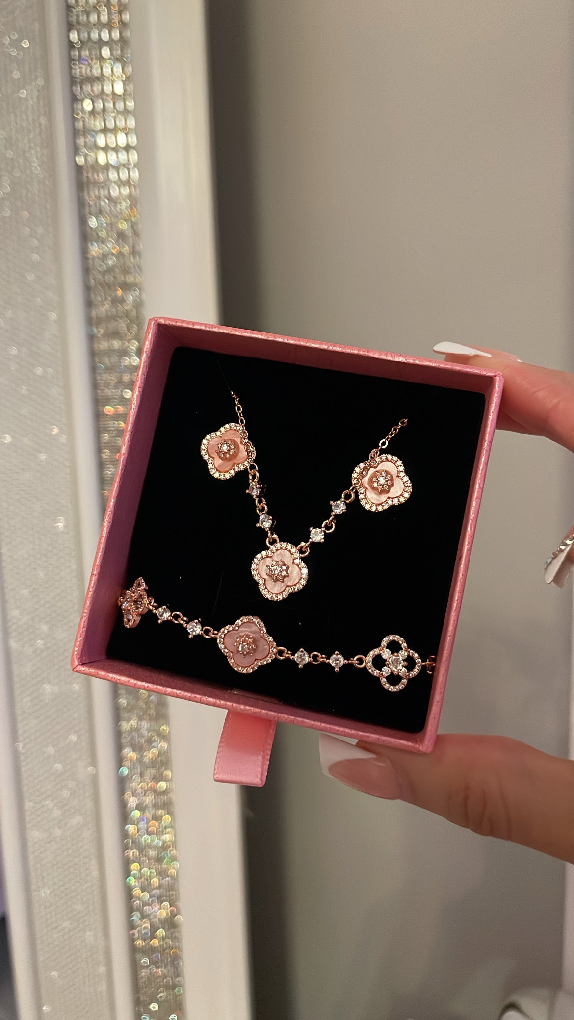 Pink Clover Jewelry Set