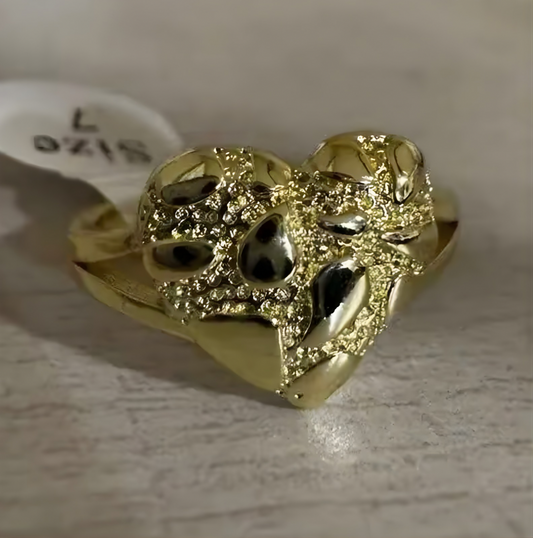 Gold Nugget Heart Ring