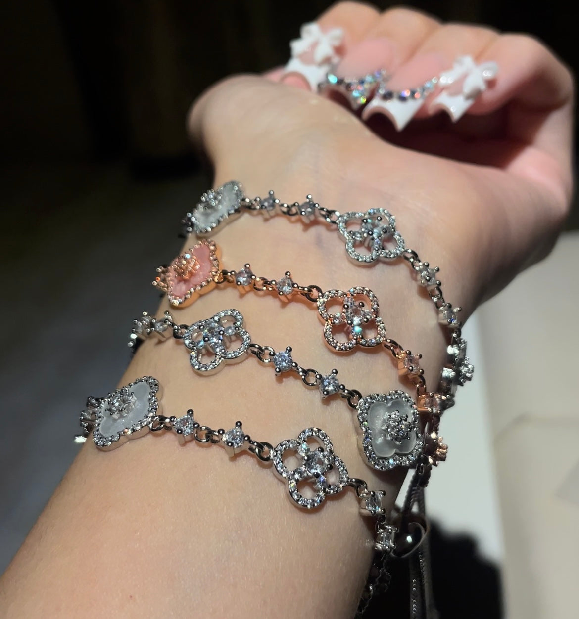 Sparkle Clover Adjustable Bracelet