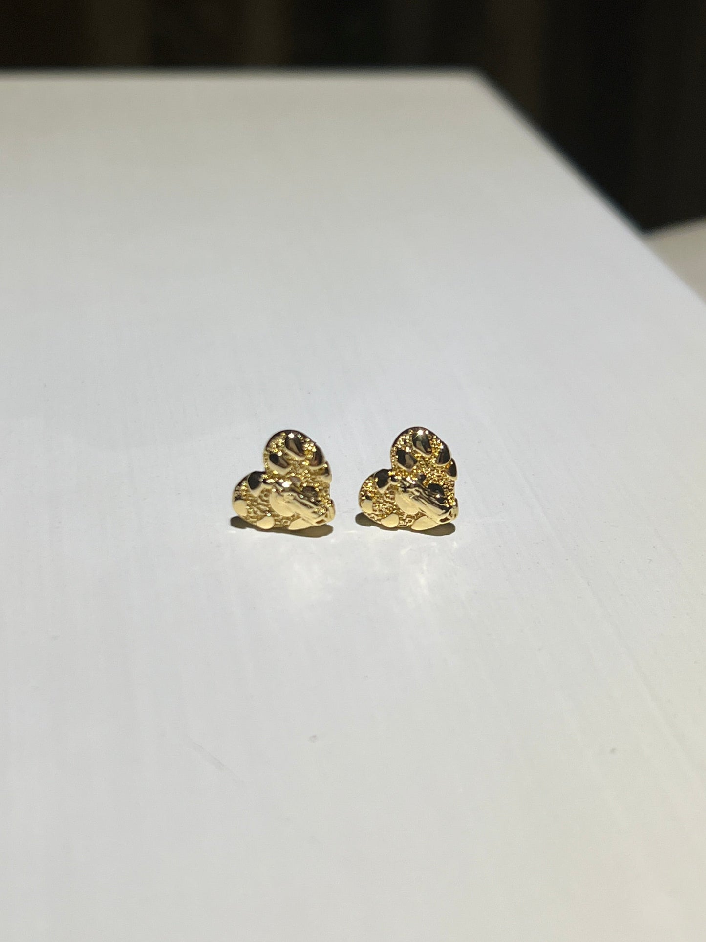 Gold Heart Nugget Heart Earrings Gold Plated SMALL SIZE
