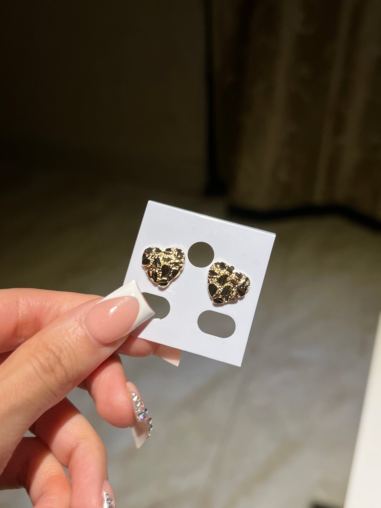 Heart Gold Nugget Earrings MEDIUM SIZE Gold Plated