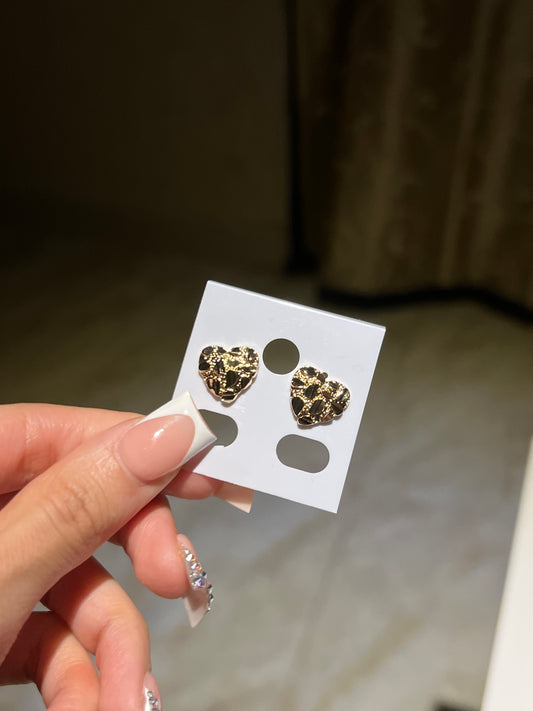 Heart Gold Nugget Earrings MEDIUM SIZE Gold Plated