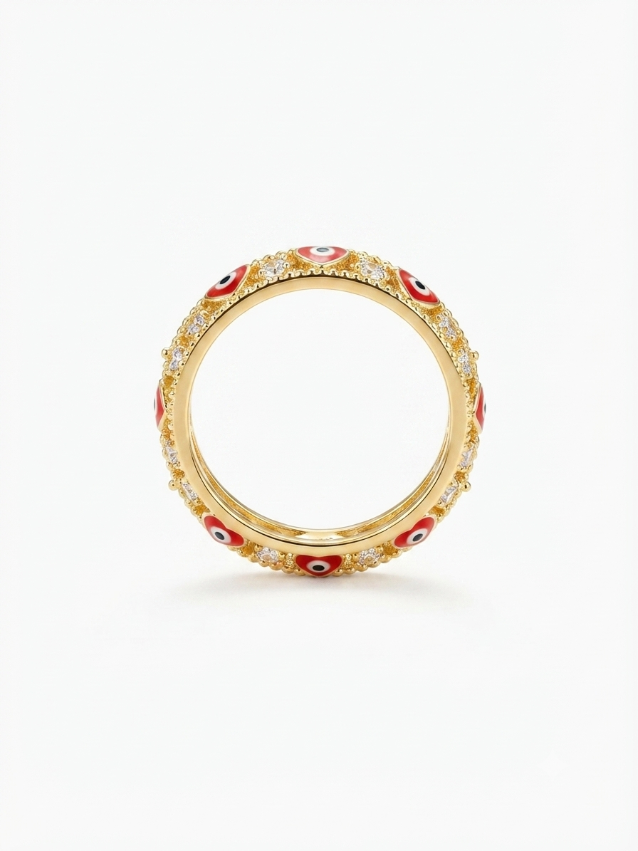 Heart Mal De Ojo Ring Red Evil Eye