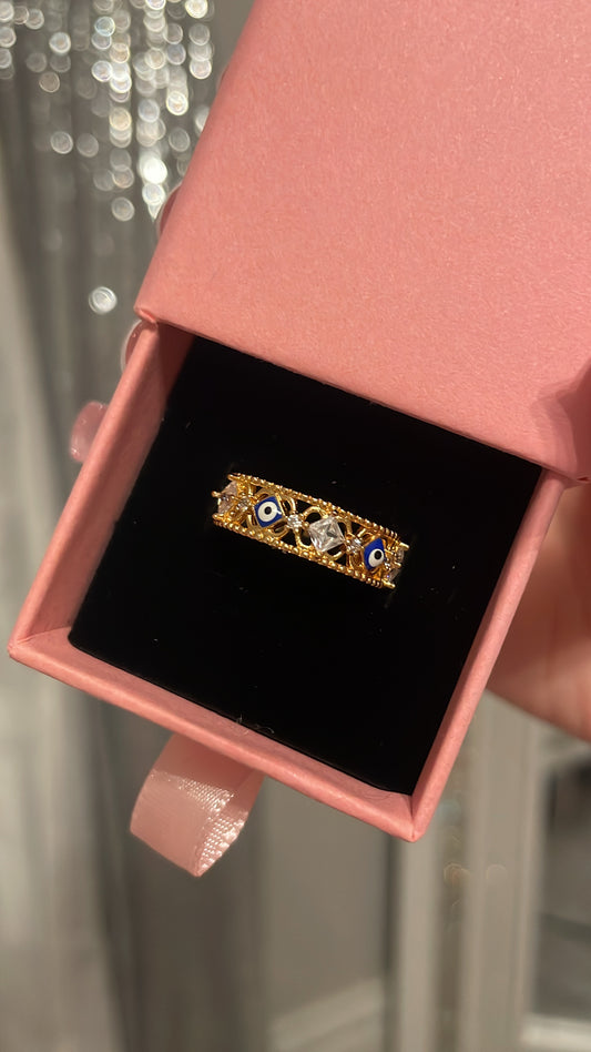 Evil Eye Ring Blue (Adjustable) One Size Fits All