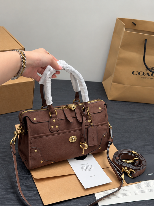 Rhyde Satchel Brown Suede 24 (Pre-Order)