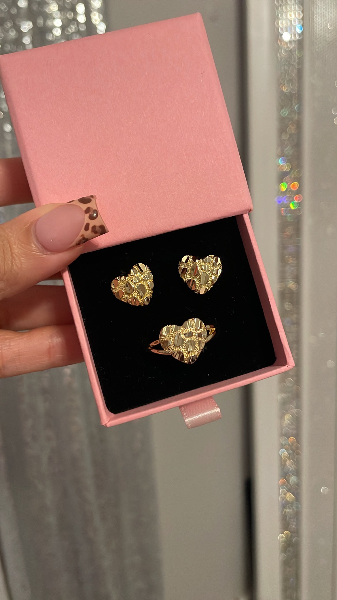 Heart Nugget Gold Earring & Ring Set