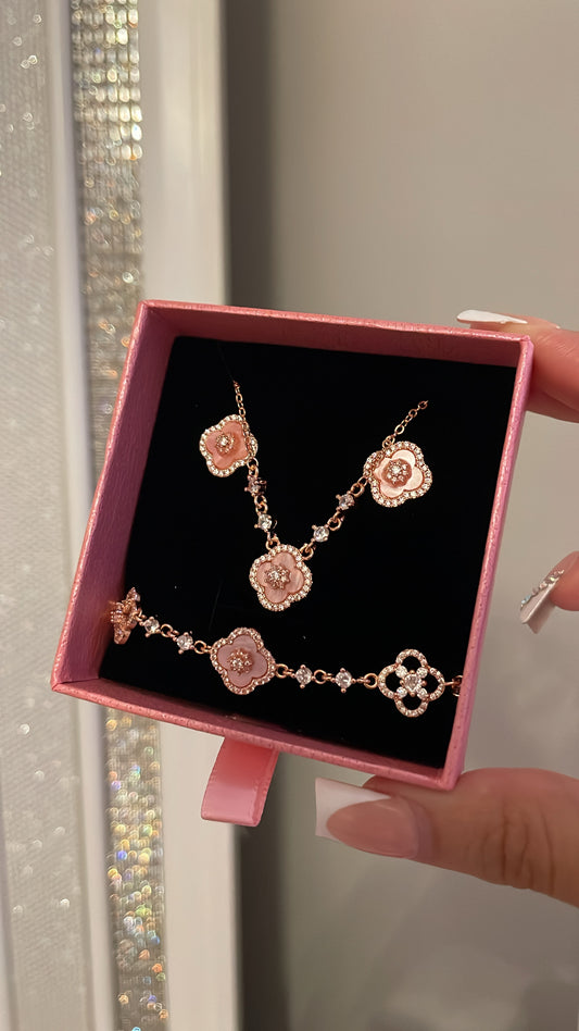 Pink Clover Jewelry Set