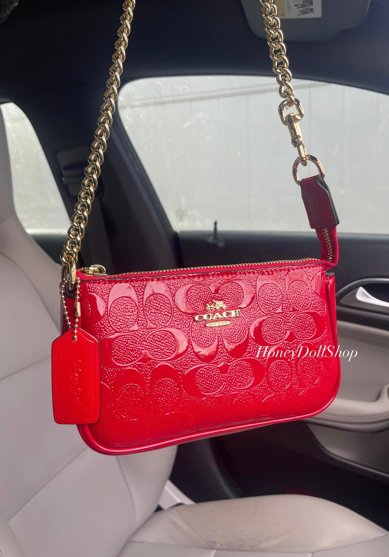 Red Monogram Purse Embossed