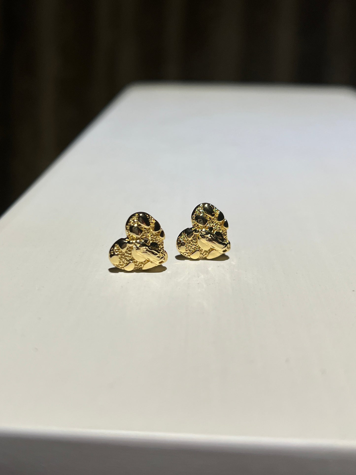 Heart Gold Nugget Earrings MEDIUM SIZE Gold Plated