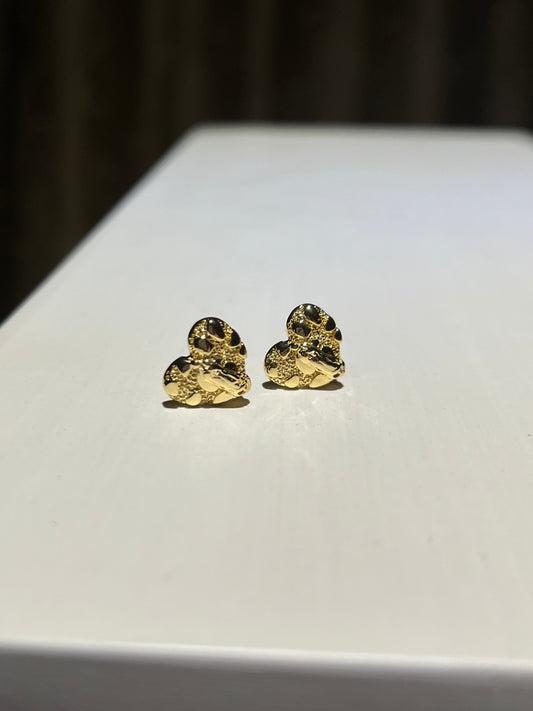 Heart Gold Nugget Earrings MEDIUM SIZE Gold Plated