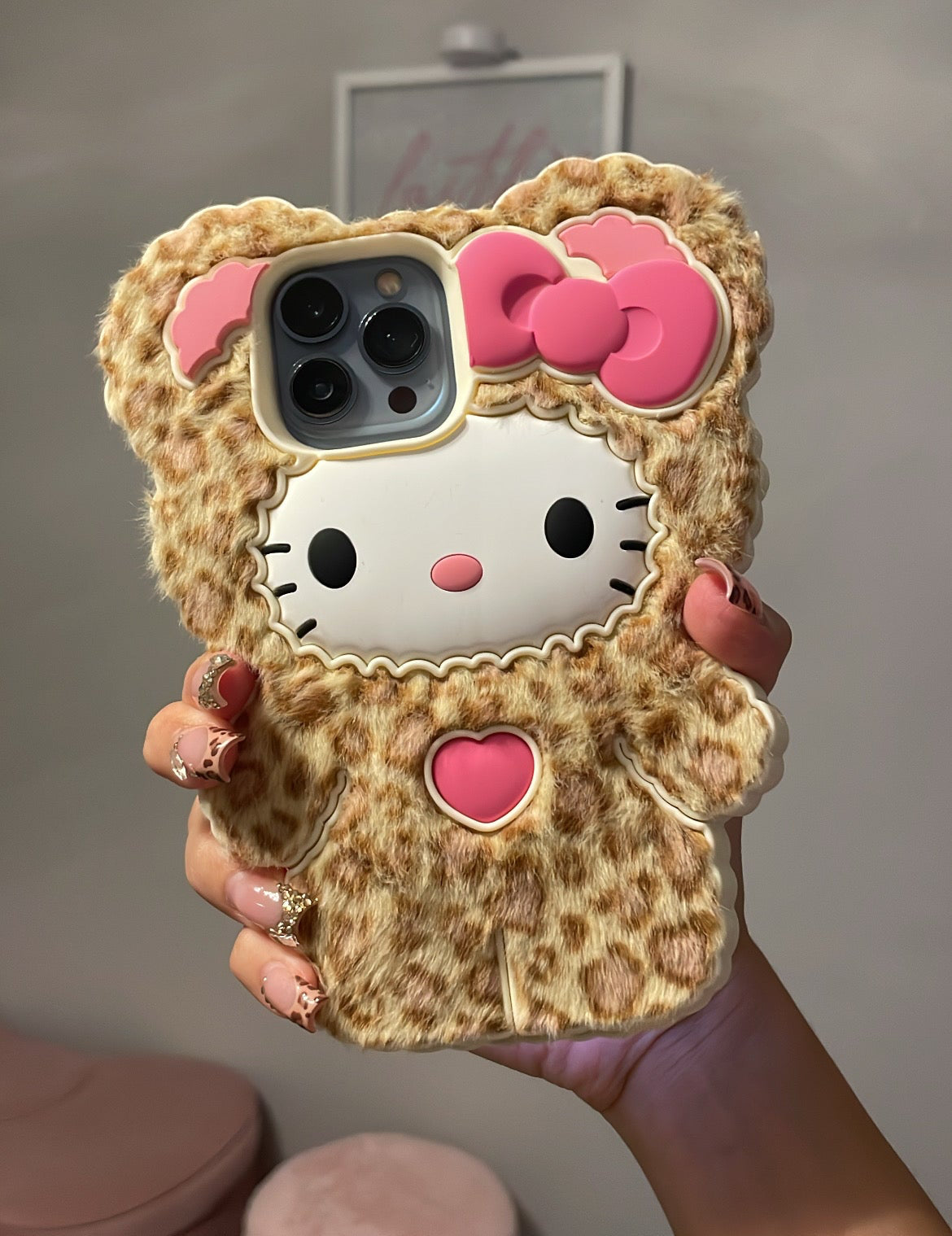 Leopard Furry Kitty Case