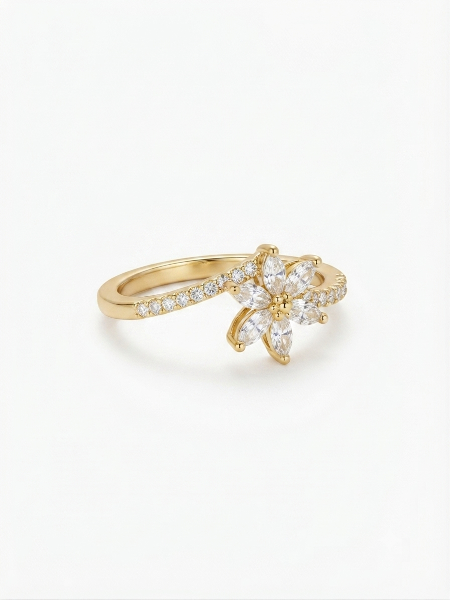 Daisy Marquee Gold Ring