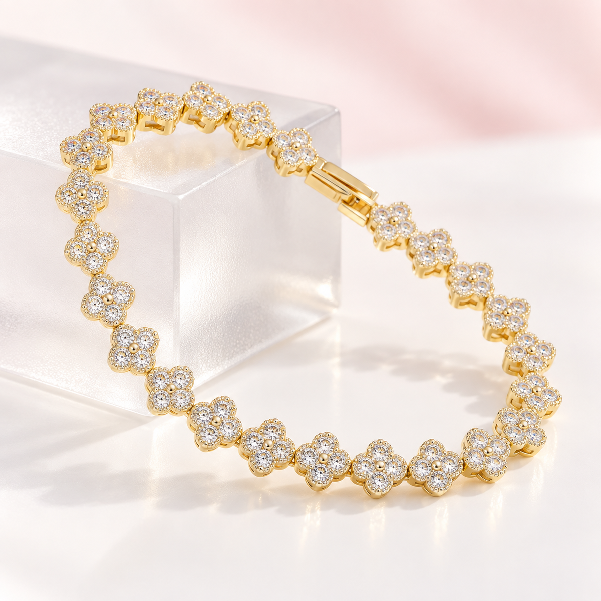 Four Leaf Pavé Zirconia Bracelet