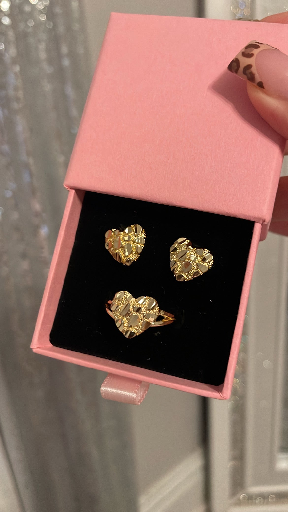 Heart Nugget Gold Earring & Ring Set