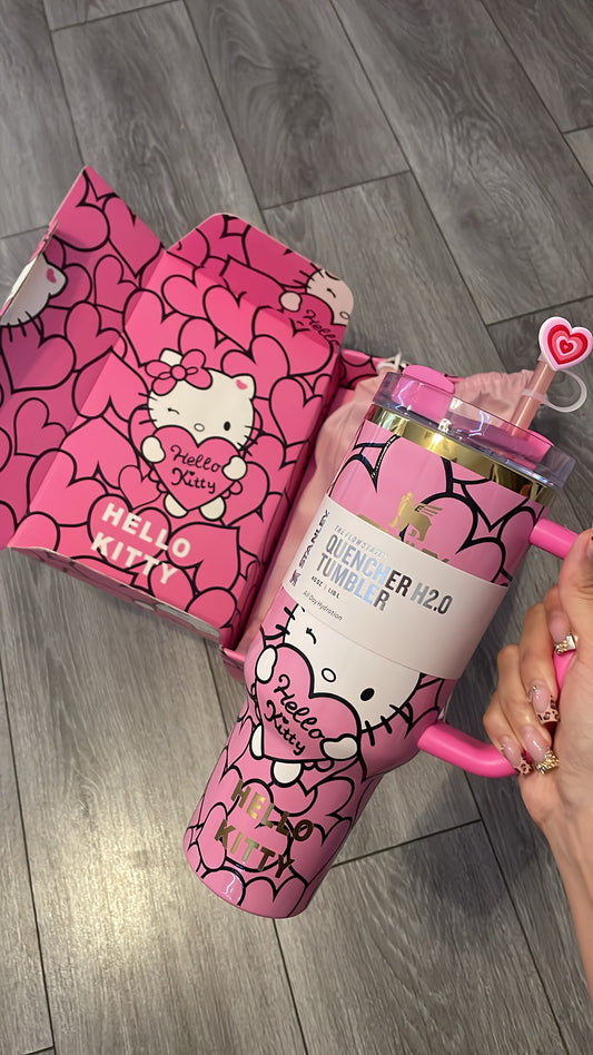 Kitty Hearts Tumblr 40 Oz Pink