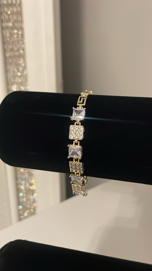 Square Gold Plated Crystal Bracelet