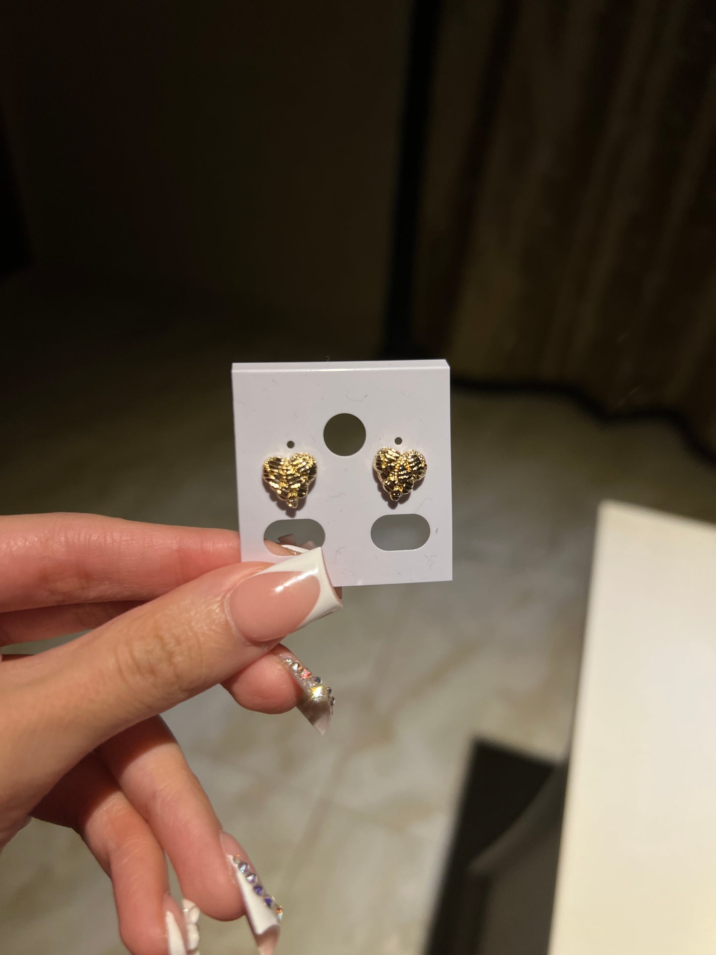Gold Heart Nugget Heart Earrings Gold Plated SMALL SIZE